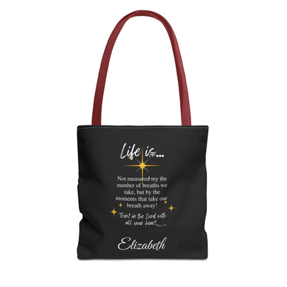 Inspirational 'Life Is...' Quote Tote Bag — Motivational Scripture Design