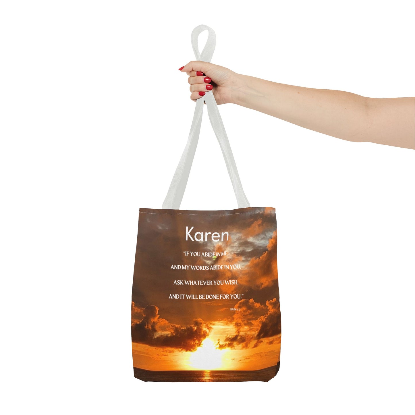 Personalized Sunset Tote Bag — Inspirational Quote All-Over Print