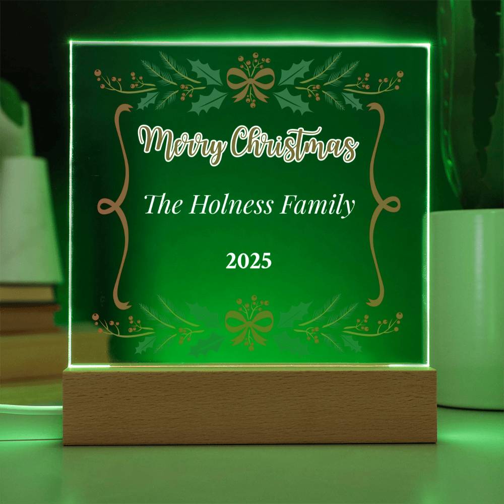 Personalized Merry Christmas Acrylic Square Plaque