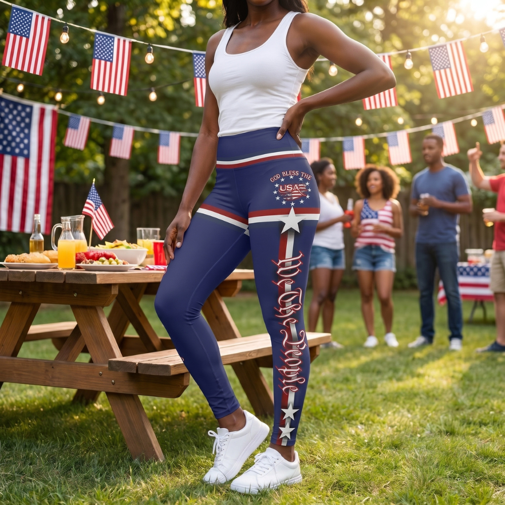 (TOP SELLER 🔥) God Bless the USA Leggings Navy