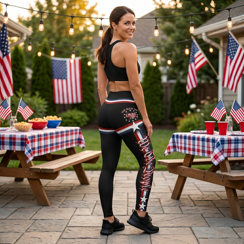 (TOP SELLER 🔥) God Bless the USA Leggings Black