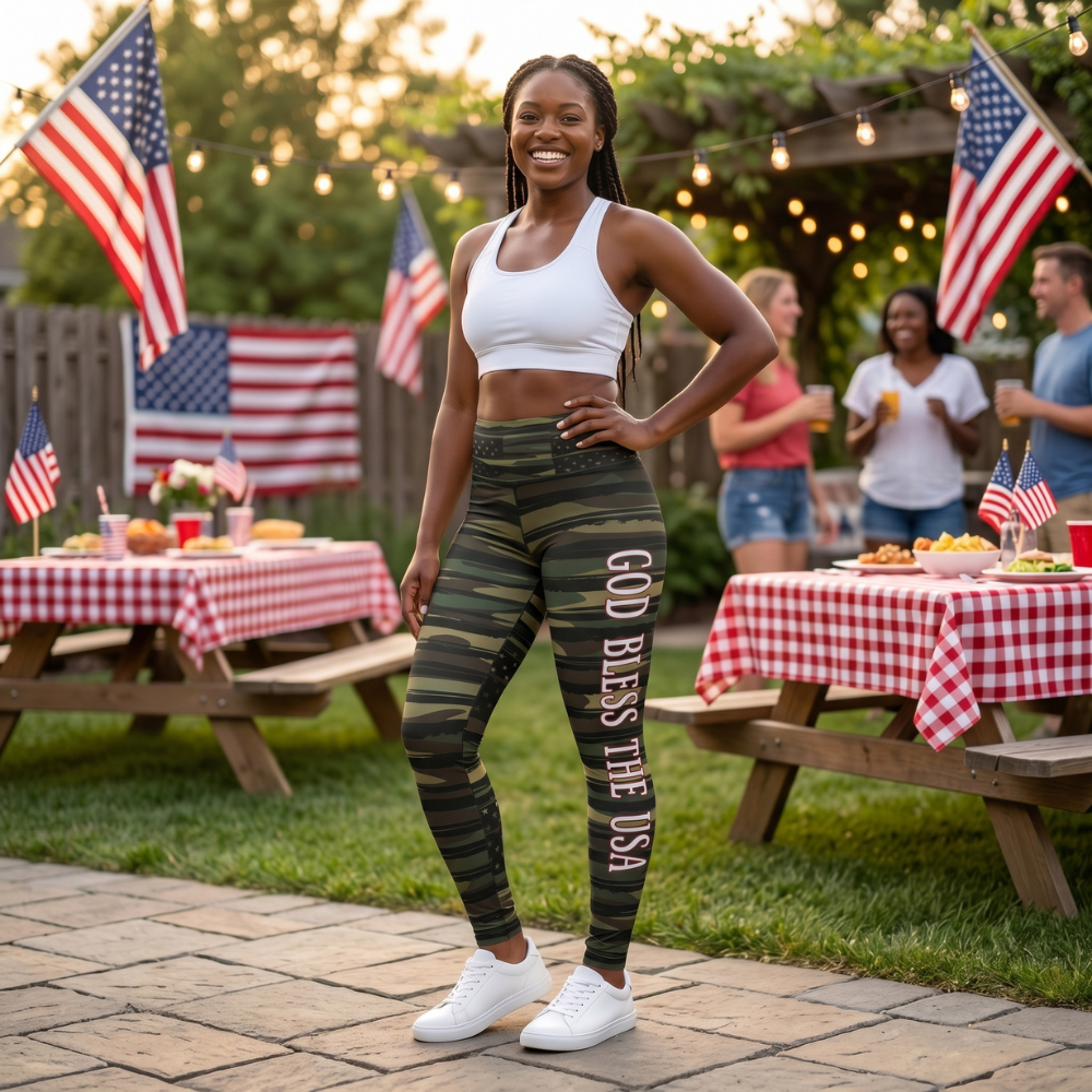(TOP SELLER 🔥) God Bless the USA Leggings Cameo