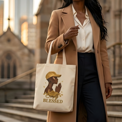 Simply Blessed Classic Prayer Woman Canvas Tote Bag