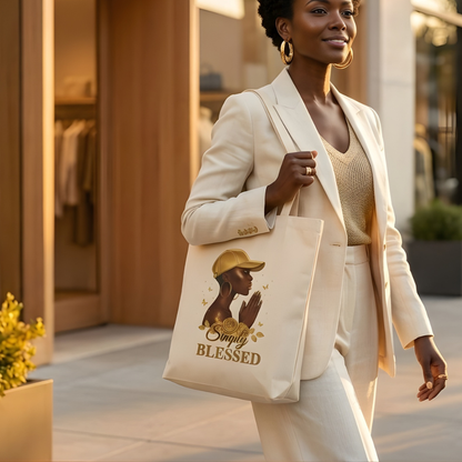Simply Blessed Classic Prayer Woman Canvas Tote Bag