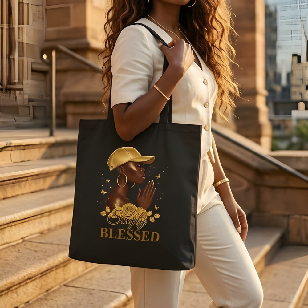 Simply Blessed Classic Prayer Woman Canvas Tote Bag