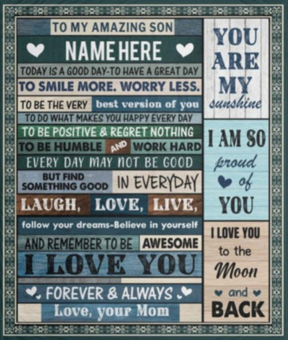 (ALMOST SOLD OUT🔥) Personalized Son Blanket | Love, Mom