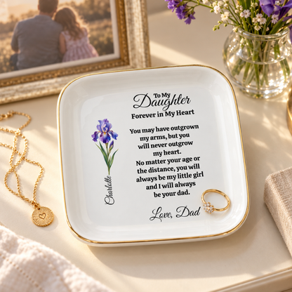 Personalized Daughter Birth Flower Jewelry Dish – Gift from Dad