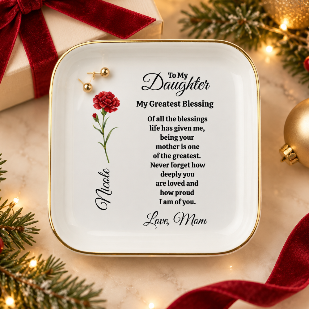 Personalized Daughter Birth Flower Jewelry Dish from Mom – Meaningful Daughter Gift
