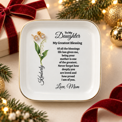 Personalized Daughter Birth Flower Jewelry Dish from Mom – Meaningful Daughter Gift