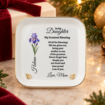 Personalized Daughter Birth Flower Jewelry Dish from Mom – Meaningful Daughter Gift
