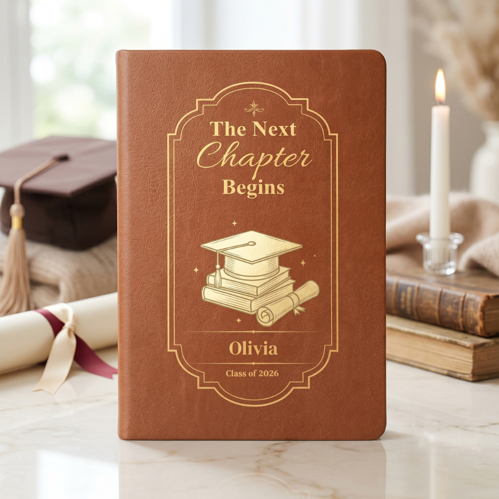 (TOP SELLER 🔥) Personalized Graduation Journal – The Next Chapter Begins | Custom Class of 2026 Gift