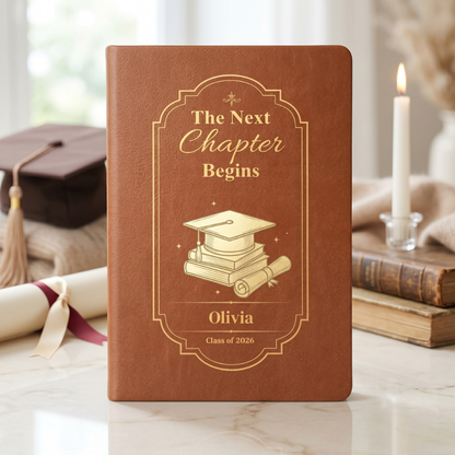 (TOP SELLER 🔥) Personalized Graduation Journal – The Next Chapter Begins | Custom Class of 2026 Gift