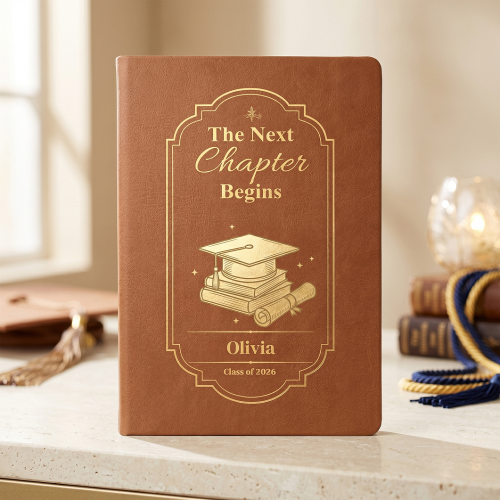 (TOP SELLER 🔥) Personalized Graduation Journal – The Next Chapter Begins | Custom Class of 2026 Gift