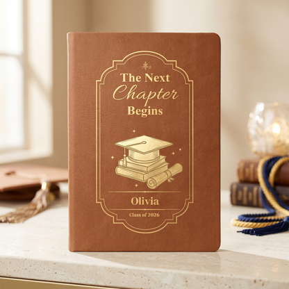 (TOP SELLER 🔥) Personalized Graduation Journal – The Next Chapter Begins | Custom Class of 2026 Gift