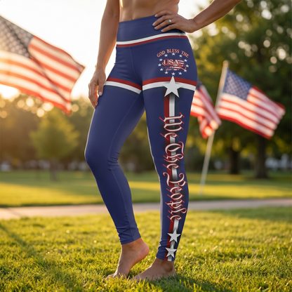 (TOP SELLER 🔥) God Bless the USA Leggings Navy