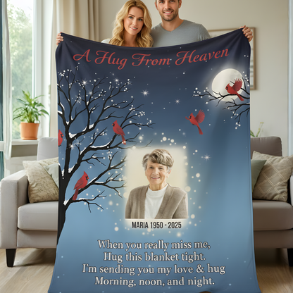 (BEST SELLER 🔥) Personalized Photo A Hug From Heaven Blanket