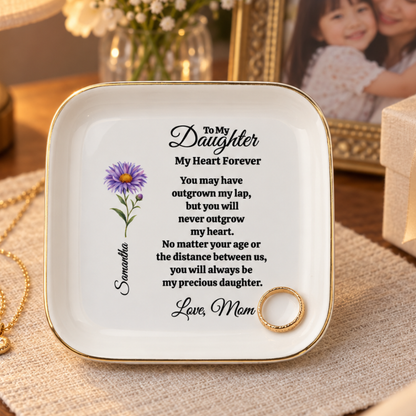 Personalized Daughter Birth Flower Jewelry Dish from Mom – Mother Daughter Gift