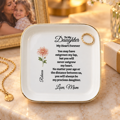Personalized Daughter Birth Flower Jewelry Dish from Mom – Mother Daughter Gift