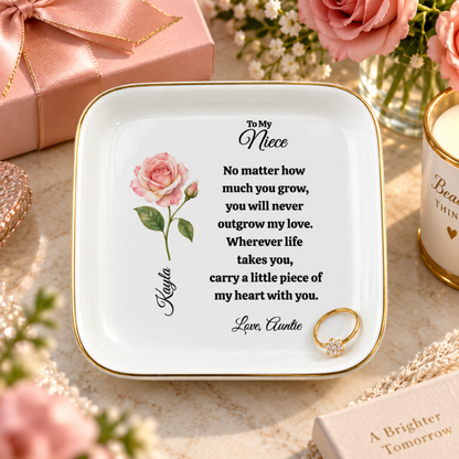 Personalized Birth Flower Jewelry Dish for Her – Custom Recipient Gift