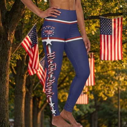 (TOP SELLER 🔥) God Bless the USA Leggings Navy
