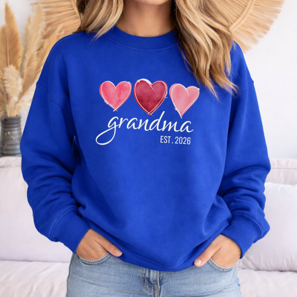 Personalized Heart Sweatshirt - Grandma, Mimi, Gigi, Nana or Mama 🎁