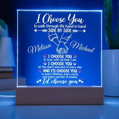 Personalized Couples I Choose You Acrylic Square Plaque