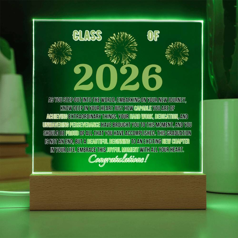 Class of 2026 Acrylic Plaque Gift – Inspirational Graduation Keepsake