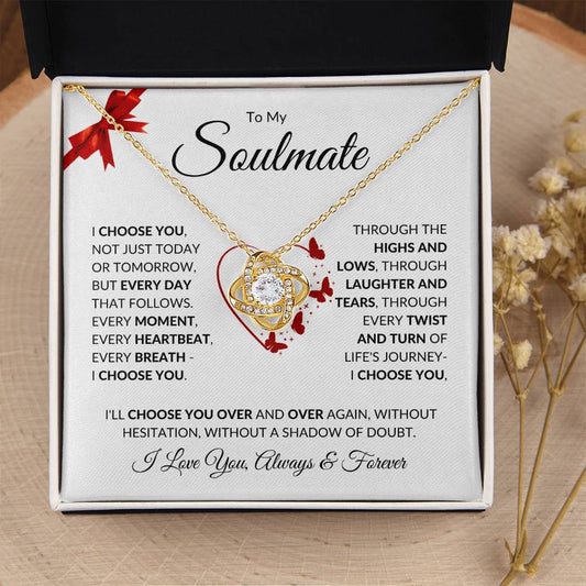 (TOP SELLER 🔥) To My Soulmate | I Choose You | Love Knot Necklace| Gift for Wife, Fiancée, Girlfriend
