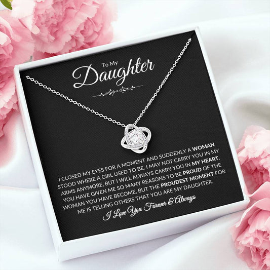 (BEST SELLER 🔥)To My Daughter | I Closed My Eyes - Black Card | Love Knot Necklace