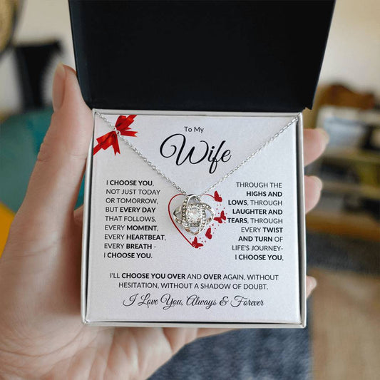 (BEST SELLER 🔥) To My Wife | I Choose You | Love Knot Necklace | Gift for Soulmate