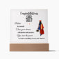Congratulations Class of 2023 | Believe in Yourself | Female Red Grad Gown | Square Acrylic Plaque (LED Option) - ALL4THEGIFTOFIT