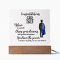 Congratulations Class of 2023 | Chase Your Dreams | Male Blue Grad Gown | Square Acrylic Plaque (LED Option) - ALL4THEGIFTOFIT