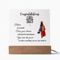 Congratulations Class of 2023 | Believe in Yourself | Female Red Grad Gown | Square Acrylic Plaque (LED Option) - ALL4THEGIFTOFIT