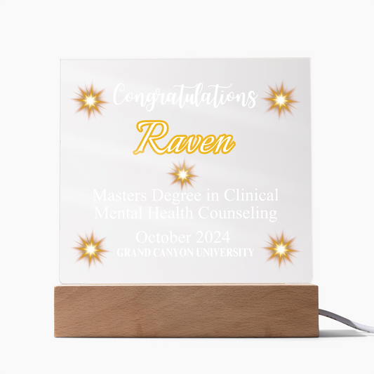 Raven Master's Degree Plaque