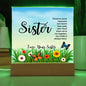 Sister | Distance Never Separates | Square Acrylic Plaque (LED Option) - ALL4THEGIFTOFIT