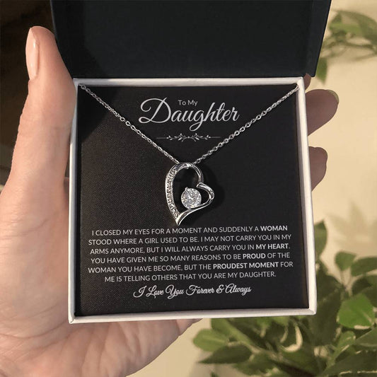 (BEST SELLER 🔥)To My Daughter | I Closed My Eyes - Black Card | Forever Love Necklace