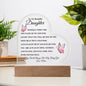 To My Beautiful Daughter - Love Mom | Heart Acrylic Plaque (Pink Butterfly)