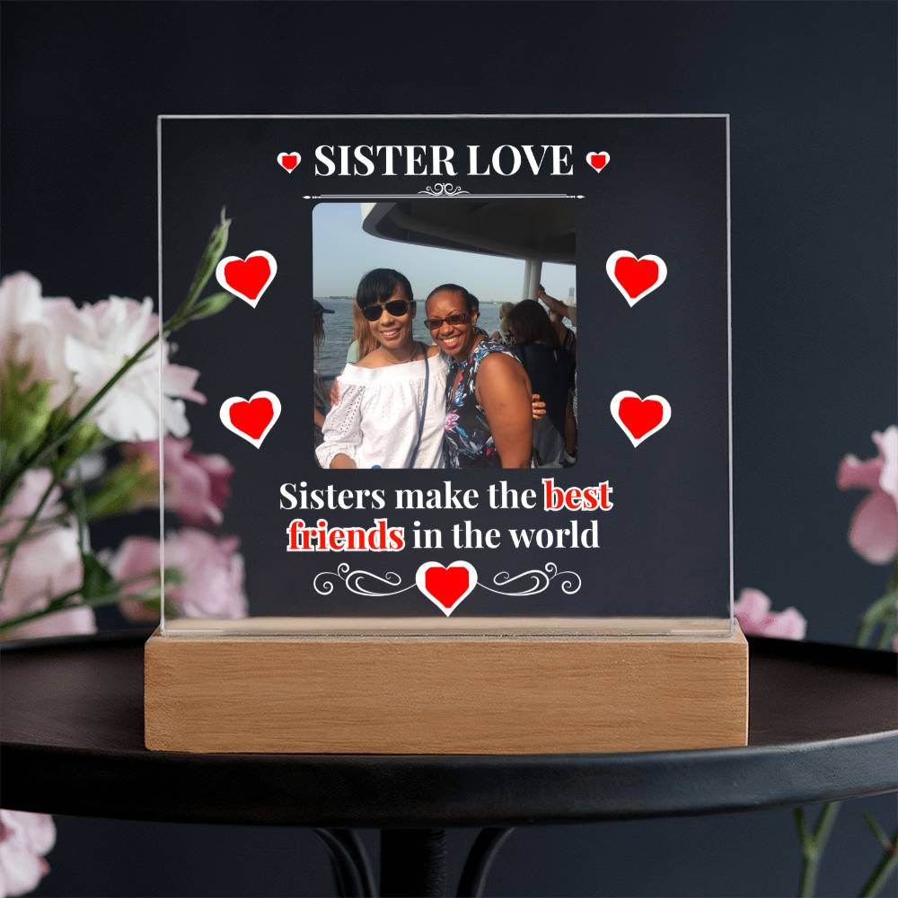 Sister Love Personalized Photo Acrylic Square Plaque