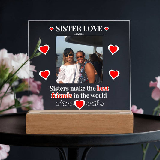 Sister Love Personalized Photo Acrylic Square Plaque