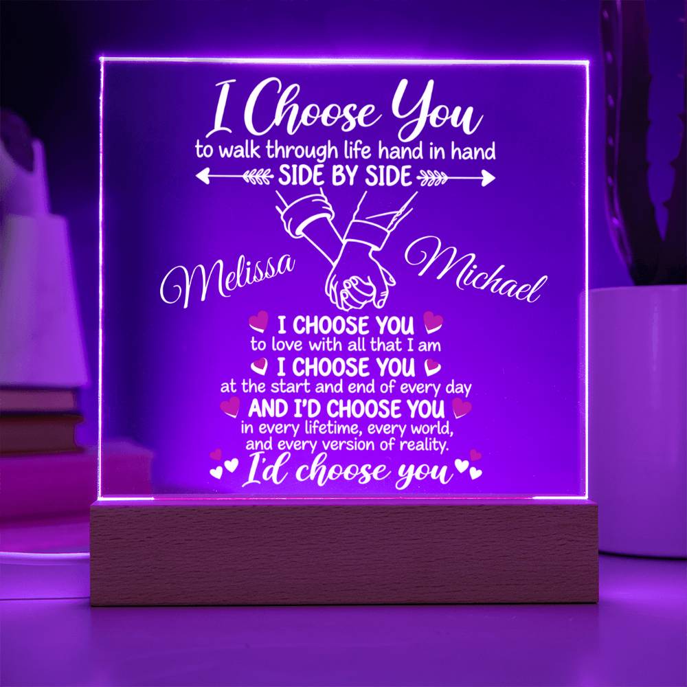 Personalized Couples I Choose You Acrylic Square Plaque