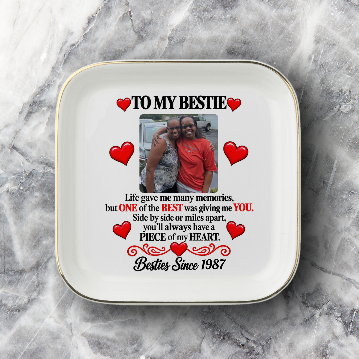 To My Bestie Photo Jewelry Dish