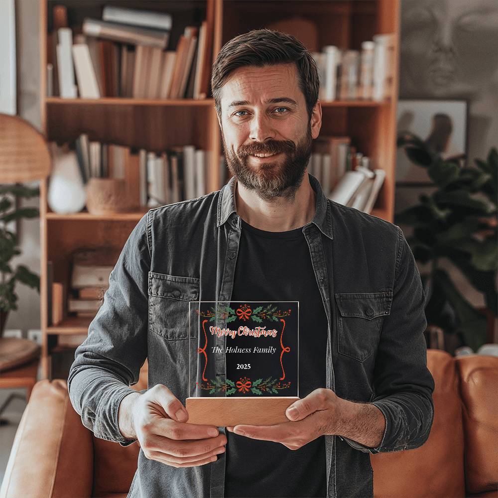 Personalized Merry Christmas Acrylic Square Plaque