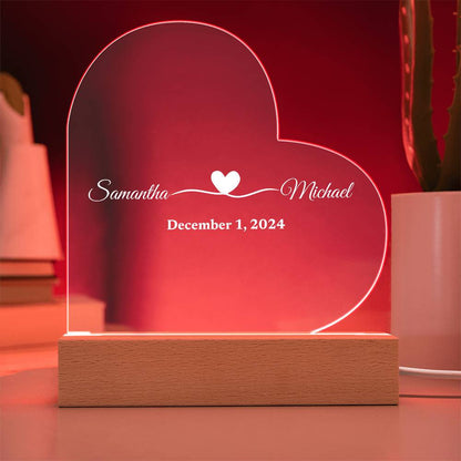 (TOP SELLER 🔥)Personalized Love Gift | Printed Heart Acrylic Plaque with LED Base