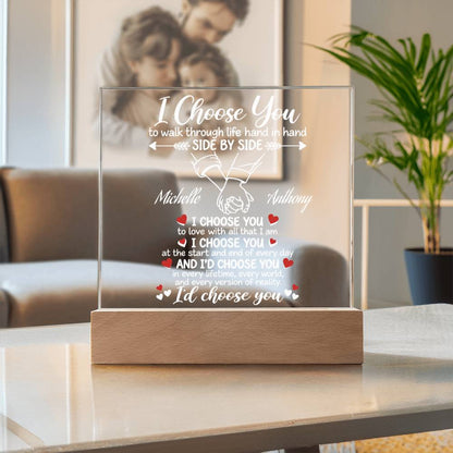 Personalized Couples I Choose You Acrylic Square Plaque