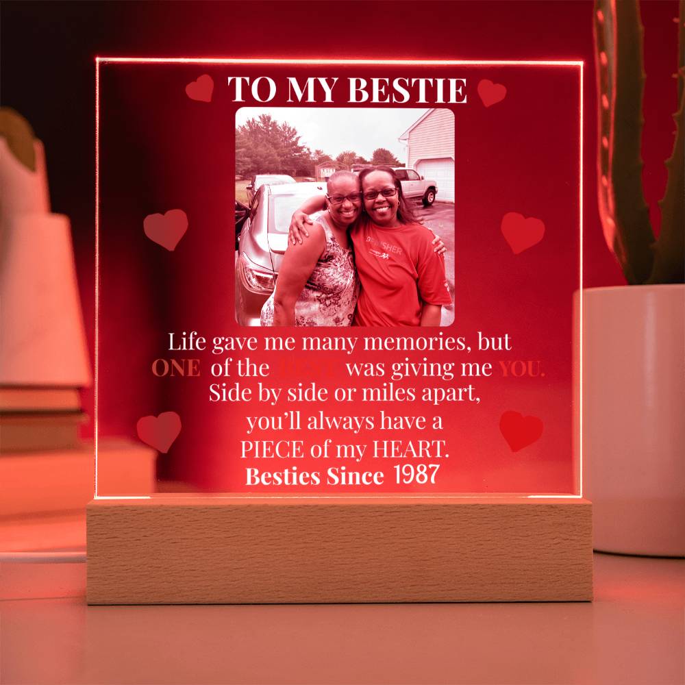 To My Bestie Personalized Photo and Date Acrylic Square Plaque