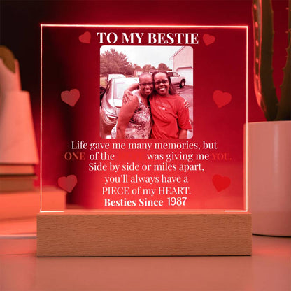To My Bestie Personalized Photo and Date Acrylic Square Plaque