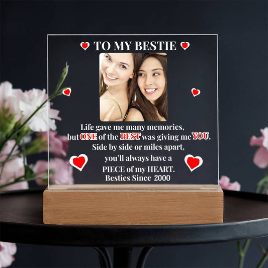 To My Bestie Personalized Photo & Year Acrylic Square Plaque