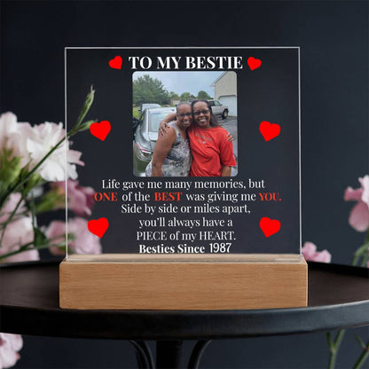 To My Bestie Personalized Photo and Date Acrylic Square Plaque