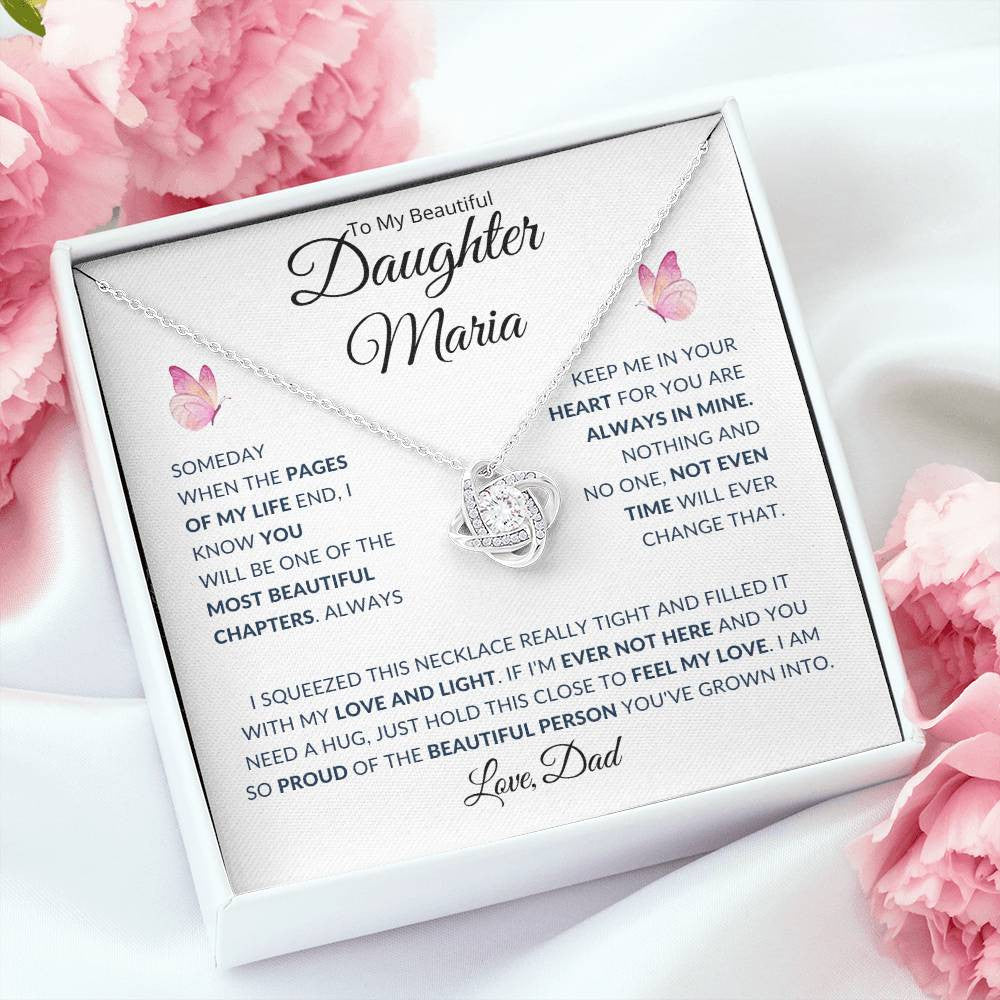 (BEST SELLER 🔥)Personalized To My Beautiful Daughter... | Love Knot Necklace