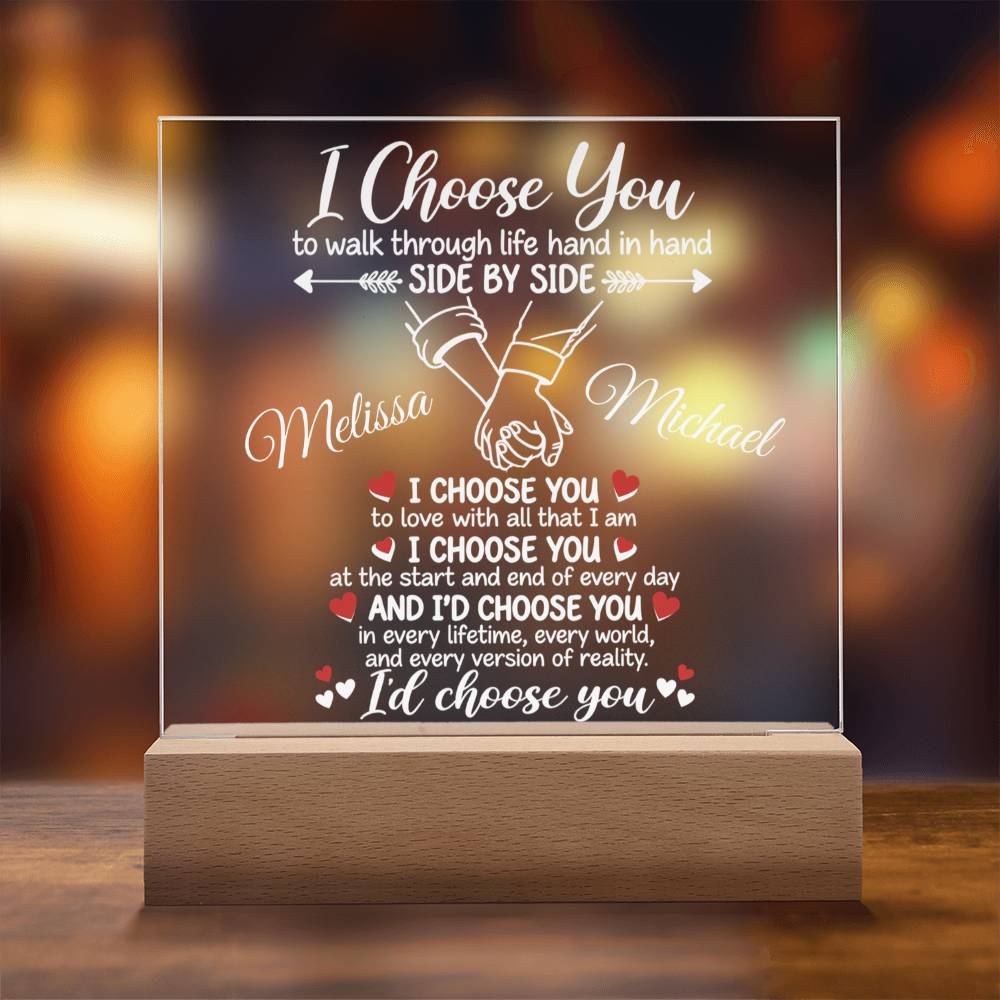 Personalized Couples I Choose You Acrylic Square Plaque